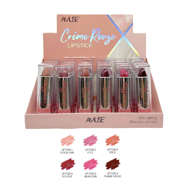 12 pcs Amuse Creme Rouge Matte Lipsticks (24 pcs in display)